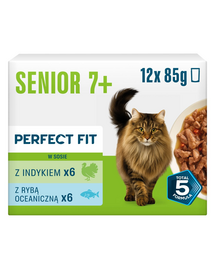 PERFECT FIT Senior 7+ Mix de arome 12 x 85 g hrană umedă pentru pisici senior