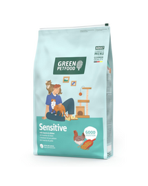 GREEN PETFOOD Sensitive cu insecte și pui, hrană uscată ușor digerabilă pentru pisici 7,5 kg