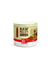 RAW PALEO Cabanossi Beef Mini 100 g hrană semiumedă tip cârnăciori pentru câini mici, cu vită