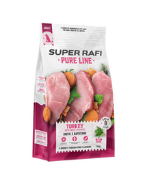 SUPER RAFI Pure Line hrană uscată pentru câini cu curcan și cartof dulce 9 kg