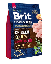 BRIT Premium By Nature Senior Large & Extra Large L+XL Chicken 5x3 kg hrană uscată pentru câini seniori de talie mare și foarte mare, cu pui