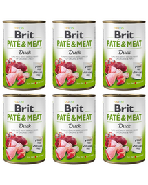 BRIT Pate&Meat Duck 6x400 g hrană câini, pateu cu rață