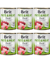 BRIT Pate&Meat Duck 6x800 g hrană câini, pateu cu rață