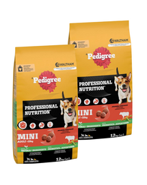 PEDIGREE Professional Nutrition Adult Mini z Wołowiną i Warzywami 2 x 12 kg dla psów małych ras