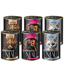 MAU Pate & Filet Mix Sterilised 6x400 g hrană pisici sterilizate, cu rață, gâscă și cerb