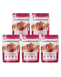 SUPER RAFI hrană umedă pentru câini cu vițel și ficat de iepure 5x500 g