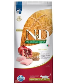 N&D Ancestral Adult Cat Neutered 10 kg kurczak, orkisz, owies i owoc granatu