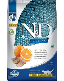 N&D Ocean Cat Neutered Adult Herring & Orange 5 kg śledź i pomarańcza dla kastratów