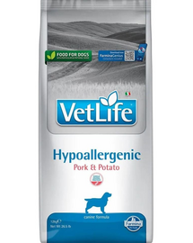 VetLife Hypoallergenic Pork Potato dla dorosłych psów 12kg