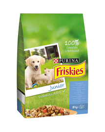FRISKIES Junior hrană uscată câini pui, lapte și legume 8 kg