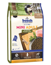 BOSCH Mini Adult hrana uscata caini adulti de talie mica, cu pasare si mei 3 kg