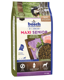 BOSCH Maxi Senior Hrana uscata caini seniori talie mare, cu pasare si orez 1 kg