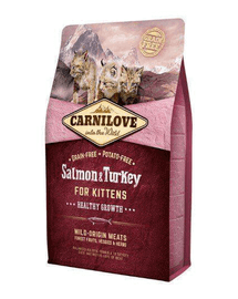 CARNILOVE Kitten hrana uscata pentru pisoi, cu somon si curcan 2 kg