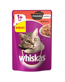 WHISKAS Adult Pure Delight plic 85 g hrana umeda completa pentru pisici adulte, cu vita in aspic