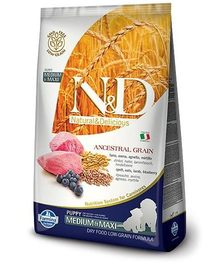 FARMINA N&D Low Grain Puppy Medium & Medium - Hrană uscată cu miel și afine 2.5 kg