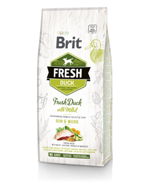 BRIT Fresh Active Run&Work Hrana uscata pentru caini foarte activi, cu rata si mei 12 kg