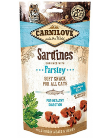 CARNILOVE Semi Moist Snacks recompense moi pentru pisici, cu sardine si patrunjel 50 g