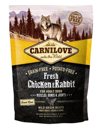 CARNILOVE Hrana uscata pentru caini adulti, cu iepure si pui 1,5 kg