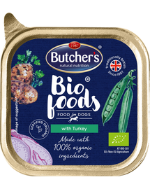 BUTCHER'S BIO foods 150 g pate pentru caini, cu curcan