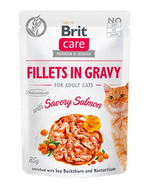 BRIT Care Cat Fillets in gravy, file de somon în sos 85 g
