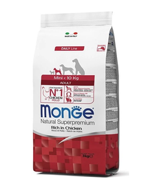 MONGE Mini Adult hrană uscată pentru câini de talie mică, bogat în pui 800g