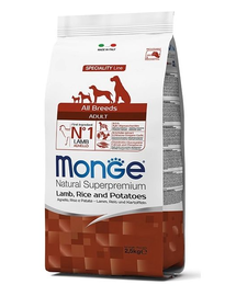 MONGE hrana uscata pentru caini adulti, miel si orez 2,5 kg