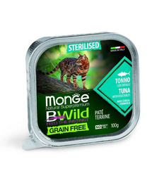 MONGE BWild Grain Free Sterilised hrană pentru pisici sterilizate, cu ton 100g
