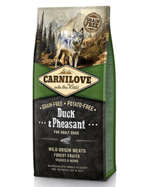 CARNILOVE Adult hrana uscata caini adulti, cu rata si fazan 24 kg (2 x 12 kg)