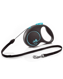 FLEXI Black Design lesa automata cu franghie pentru caini, negru cu albastru, marimea S, 5 m