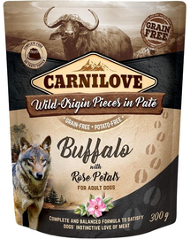 CARNILOVE  Hrana umeda pentru caini cu bivol si ​​petale de trandafir 300g