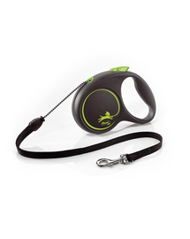 FLEXI Black Design lesa automata cu banda pentru caini, negru cu verde, marimea M, 5 m