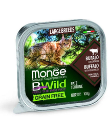 MONGE BWild Cat hrană umedă pentru pisici de talie mare, cu bivol 100g