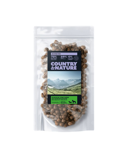 COUNTRY&NATURE Lamb with Turkey Recipe Hrana uscata pentru caini adulti de talie mica si mijlocie, cu miel si curcan 100 g