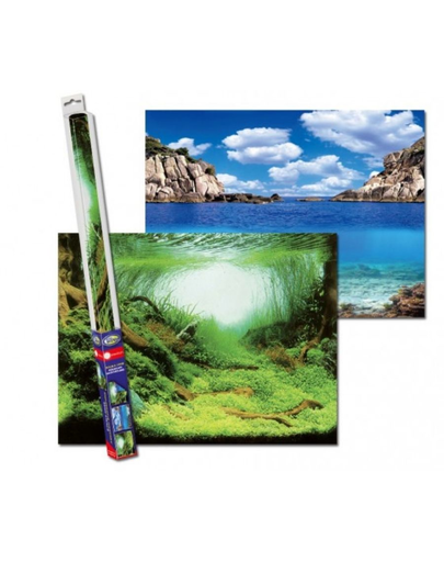 AQUA NOVA Fundal acvariu fata-verso, marime S, 60x30cm, plante/ ocean