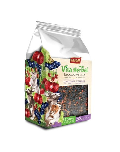 VITAPOL Vita Herbal hrana suplimentara pentru rozătoare și iepuri, pe baza de plante, Mix de afine 200 g