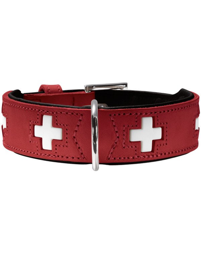 HUNTER Swiss Zgarda din piele pentru caini, marime S-M (50) 35-43/3,9 cm, rosu
