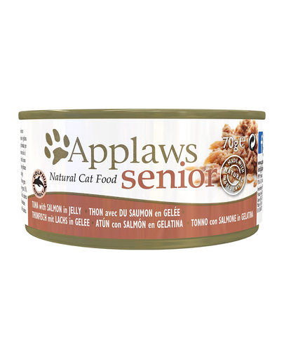 APPLAWS Cat Tin Senior hrana umeda pentru pisici senior, cu ton si somon in jeleu 12x(6x70g)