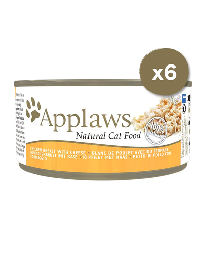 APPLAWS Cat Tin hrana umeda pisici adulte, cu pui si branza 6 x 70 g