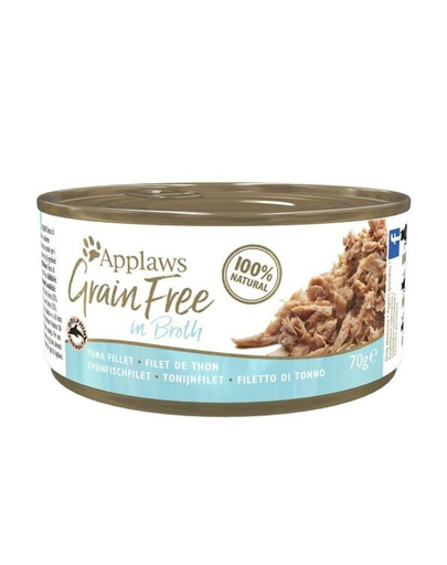 APPLAWS Cat Tin Grain Free Tuna in Broth hrana umeda pisici adulte, cu ton 72x70g