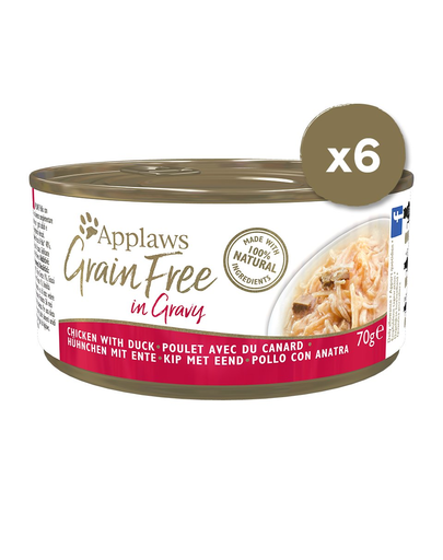 APPLAWS Cat Grain Free hrana umeda pentru pisici, pui cu rata in sos 6 x 70 g