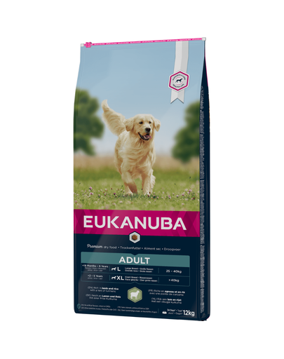 EUKANUBA Adult Large Breeds Lamb & Rice hrana uscata caini adulti talie mare, miel si orez 12 kg
