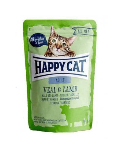 HAPPY CAT All Meat Adult, vițel și miel 85 gr