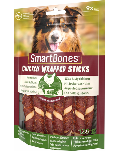 SmartBones Recompense pentru caini, cu pui si legume, mini, 9 buc.