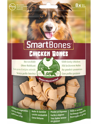 SmartBones Recompense pentru caini, cu pui si legume, mini, 8 buc.