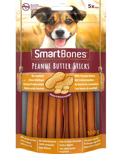 SmartBones Batoane cu unt de arahide pentru caini, 5 buc.