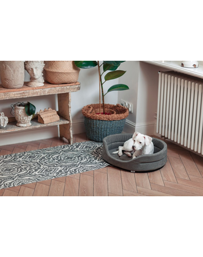 FERA Pat oval pentru caini, gri XL 75 x 62 x 22 cm