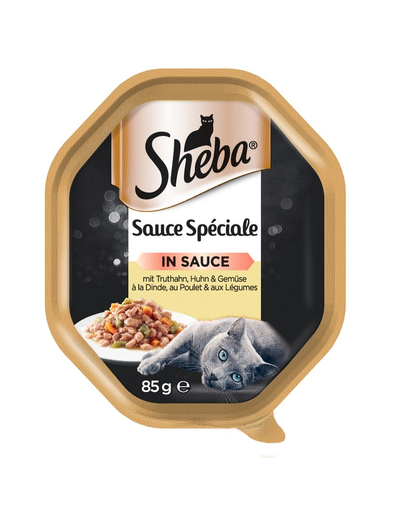 SHEBA Sauce Speciale hrana umeda pentru pisici, curcan, pui si legume in sos 22 x 85 gr