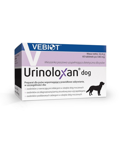 VEBIOT Urinoloxan Dog 60 tab. supliment pentru caini cu afectiuni ale tractului urinar