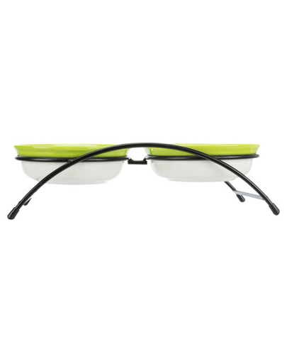 TRIXIE Set bol, alb / verde, ceramic / metal, 2 × 0.3L/o 13 cm