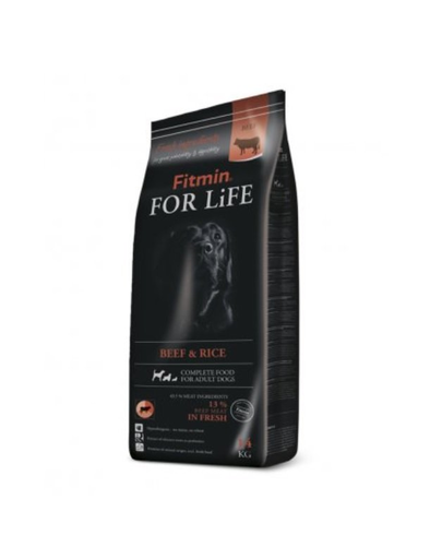 FITMIN Dog For Life Beef&Rice Hrana uscata caini adulti, cu vita si orez 14 + 2 kg
